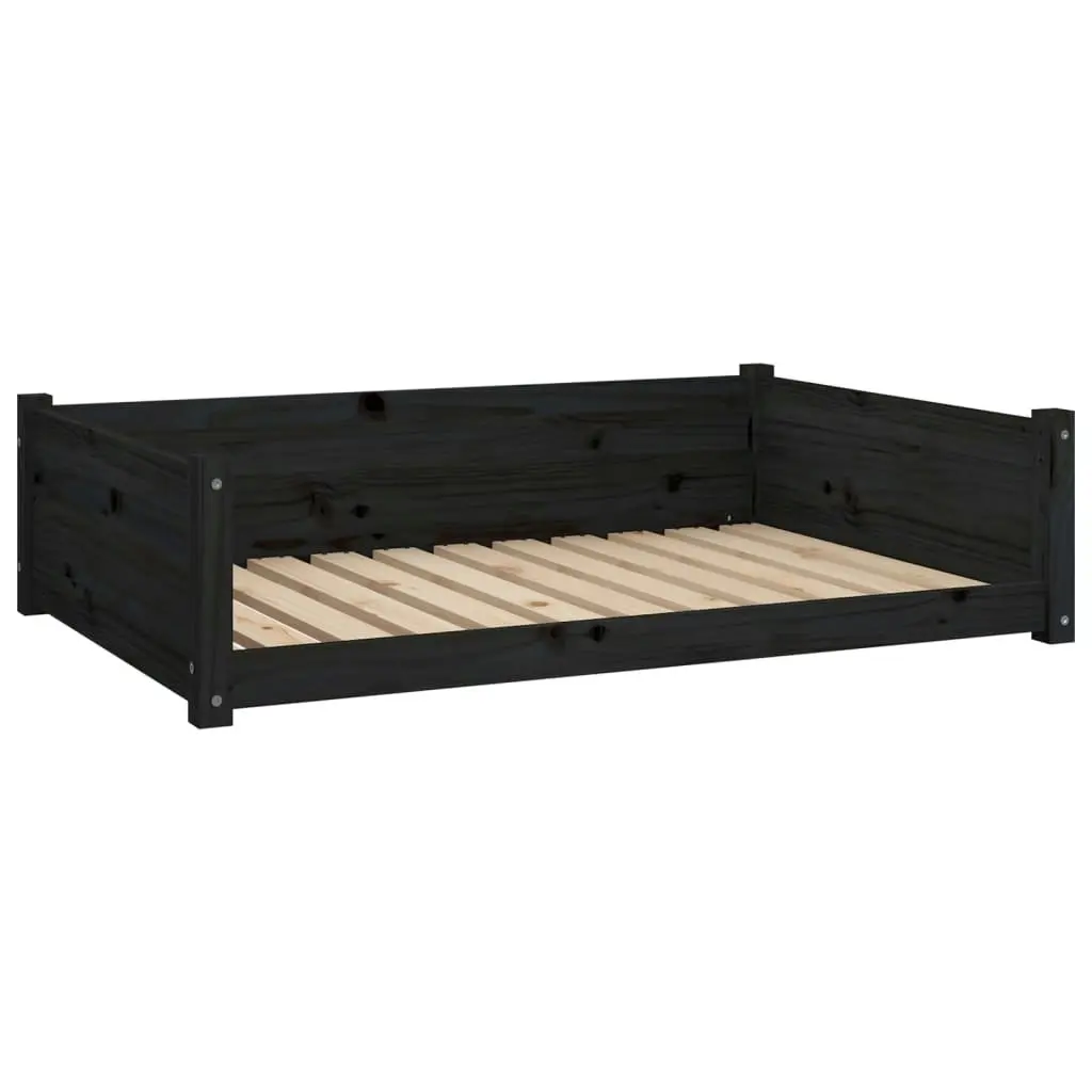 Dog Bed Black 105.5x75.5x28 cm Solid Pine Wood 821466