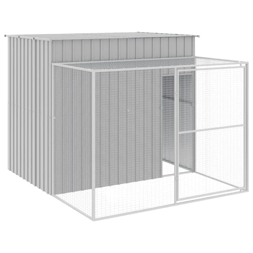 Dog House with Run Light Grey 214x253x181 cm Galvanised Steel 3189137