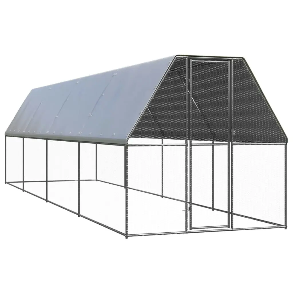 Outdoor Chicken Cage 2x8x2 m Galvanised Steel 3154373