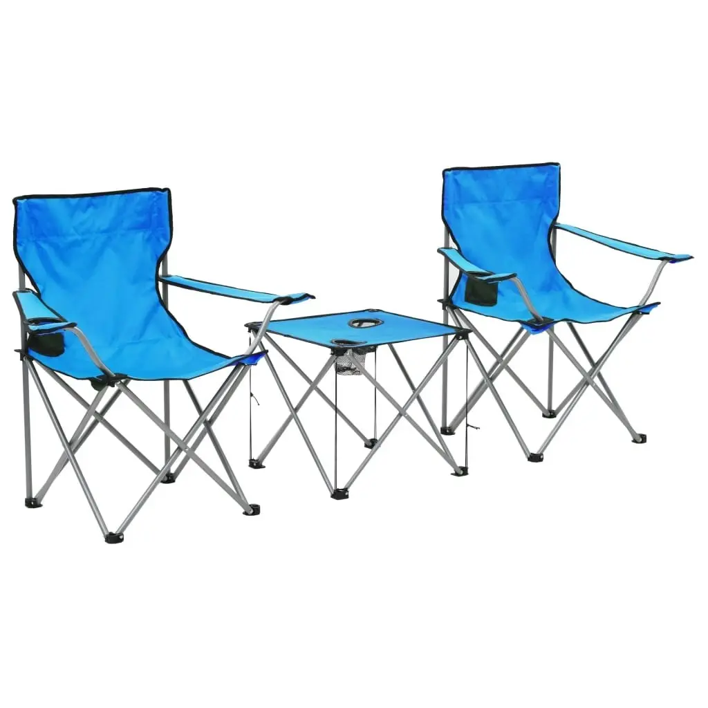 Camping Table and Chair Set 3 Pieces Blue 44386