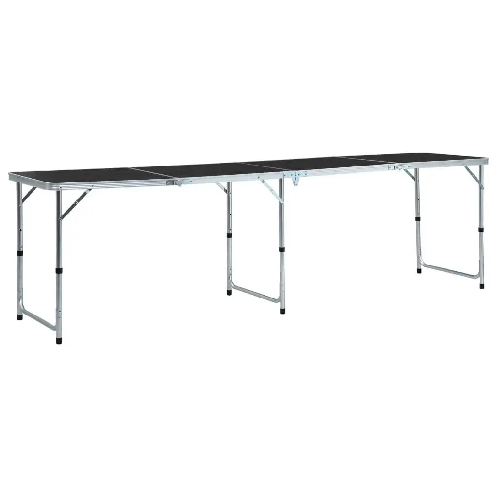 Foldable Camping Table Grey Aluminium 240x60 cm 48177