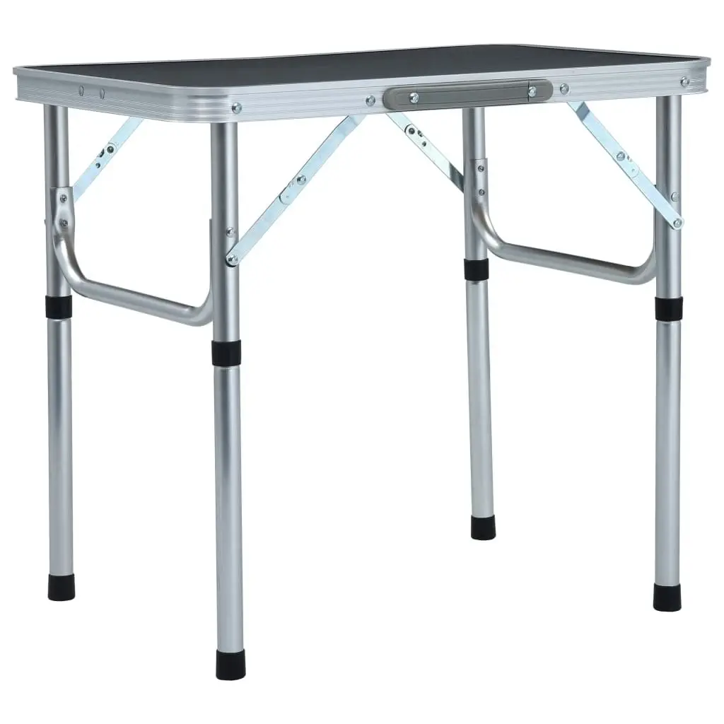 Folding Camping Table Grey Aluminium 60x45 cm 48180