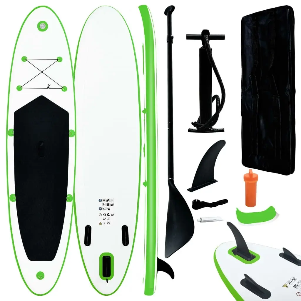 Inflatable Stand Up Paddleboard Set Green and White 92732