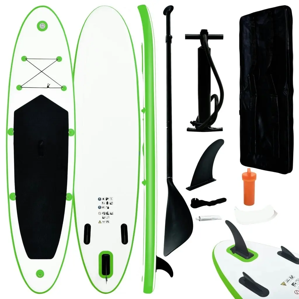 Inflatable Stand Up Paddle Board Set Green and White 92733