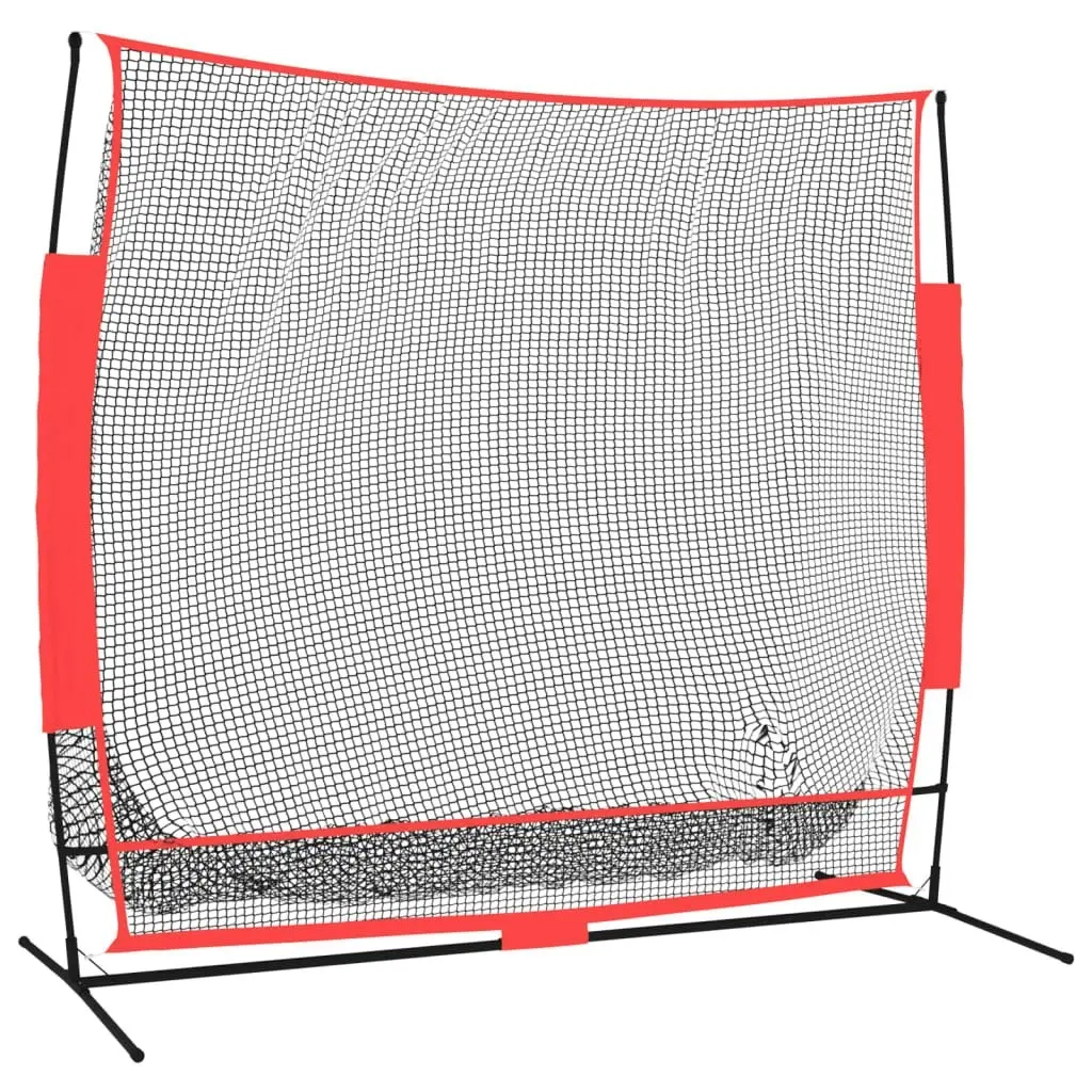 Portable Baseball Net Black and Red 215x107x216 cm Polyester 93746