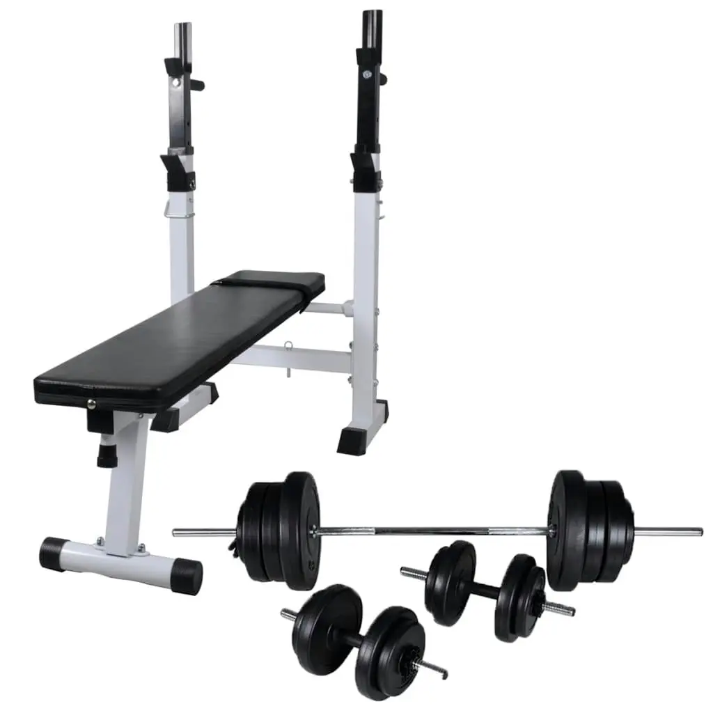 Workout Bench with Weight Rack Barbell and Dumbbell Set 60.5kg 275361