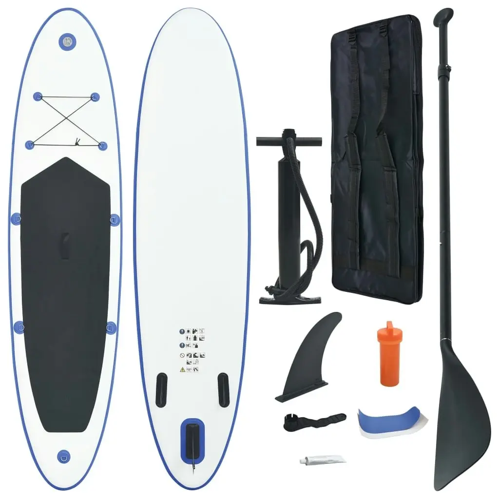 Stand Up Paddle Board Set SUP Surfboard Inflatable Blue and White 90633