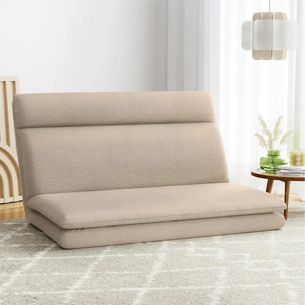 Artiss Floor Lounge Sofa Bed 2 Seater Linen Beige