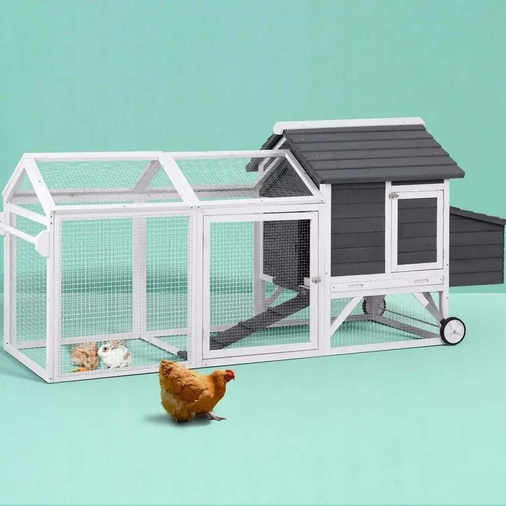 i.Pet Chicken Coop Rabbit Hutch Extra Large Wooden Run Bunny Cage House Outdoor