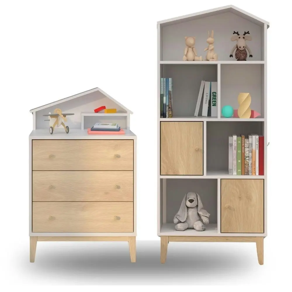 House Kid Chest of 3 Drawers and House Kid Display Bookshelf