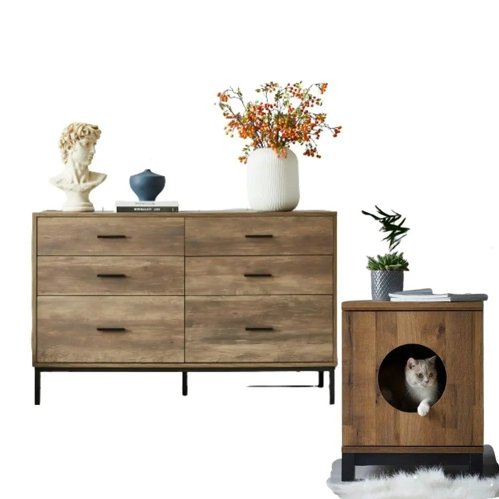 Bronx 6 Chest of Drawers Dresser with Pet Side Table Bundle | Stylish Furniture for You and Your Pet