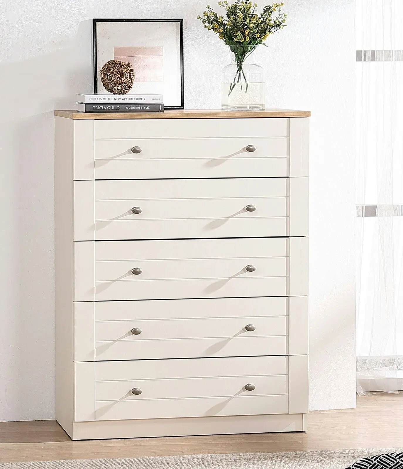 Modern Harriet 5 Chest of Drawers Dresser | Sleek & Stylish Bedroom Storage