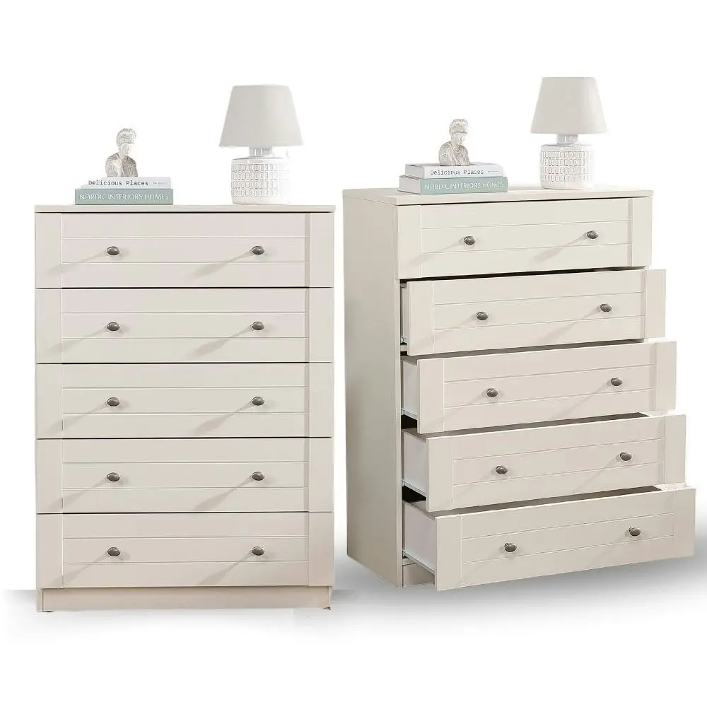 Harriet 5 Drawer Chest of Drawers Tallboy Dresser - 2 Set Bundle | Stylish and Durable Bedroom Storage