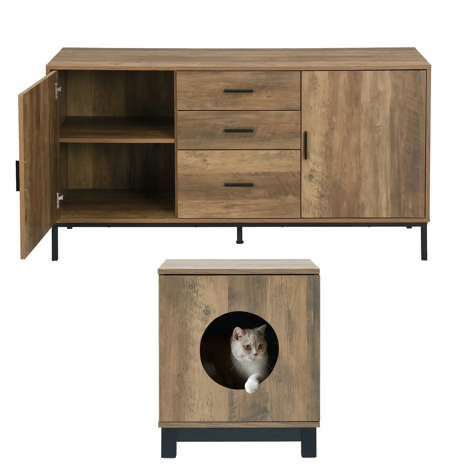 Bronx Sideboard Buffet Cabinet and Pet House Table | Stylish Storage for You and Your Pet