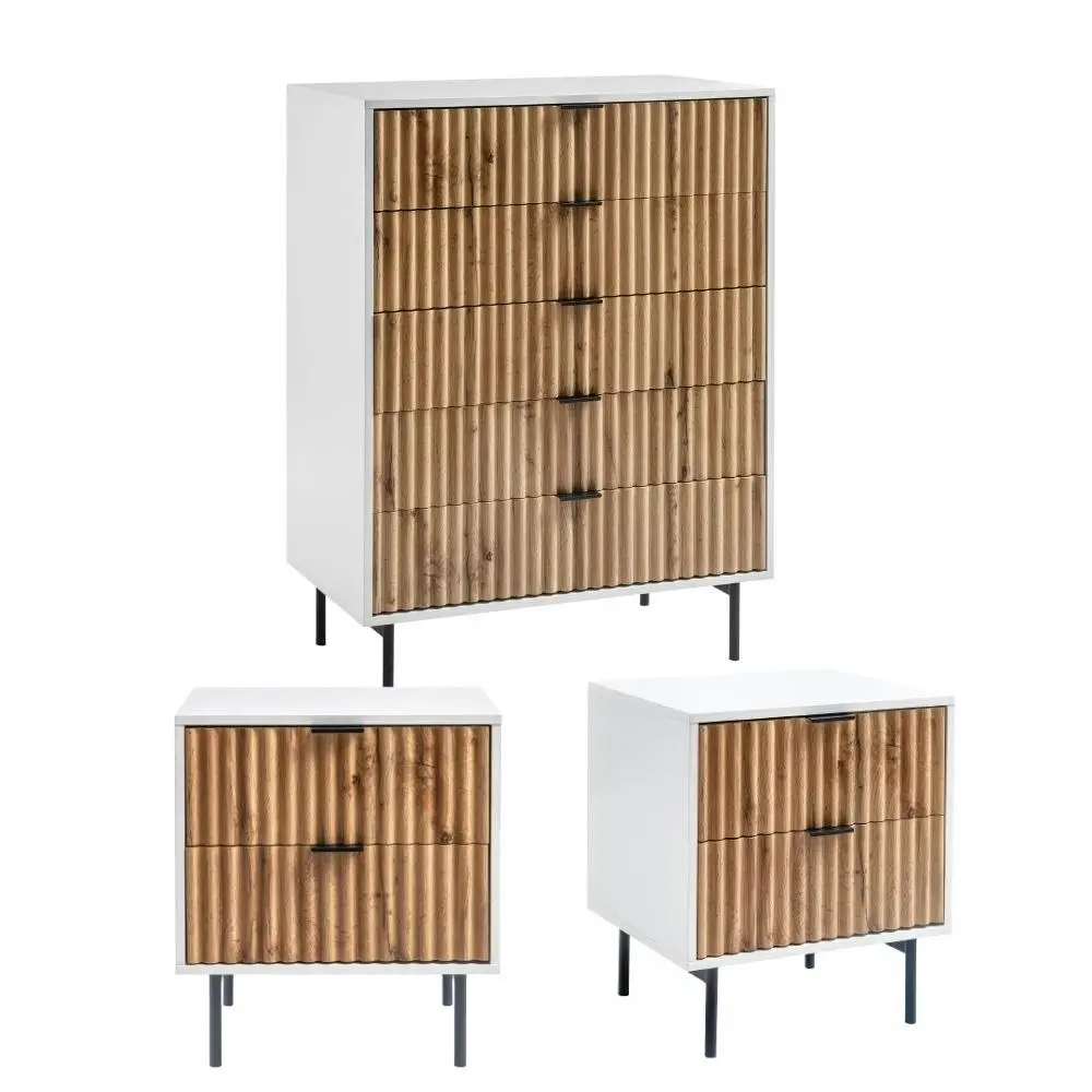 Cosmoliving 5 Chest of Drawers, 2 Bedside Tables Bundle Bedroom Furniture