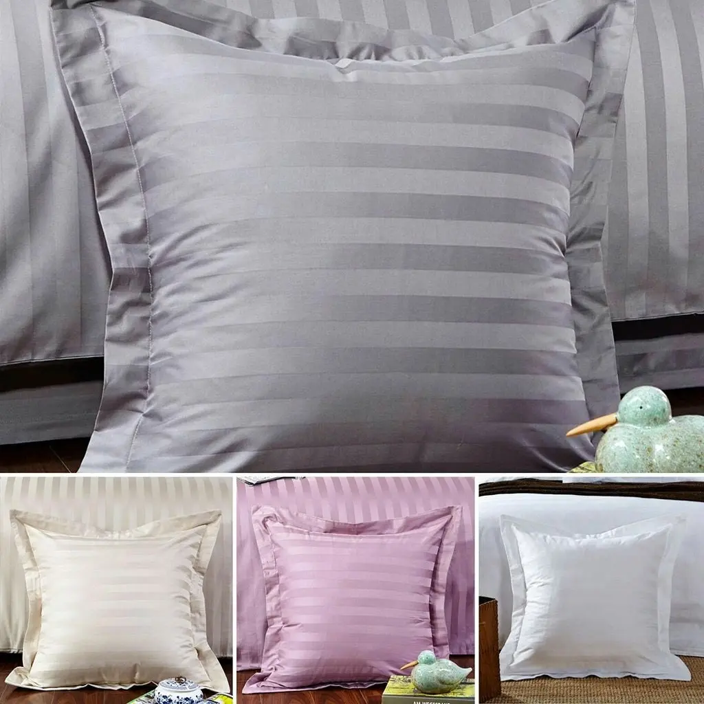 A Pair of 500TC 100% cotton Striped European Pillow Cushion cover 65x65+5cm