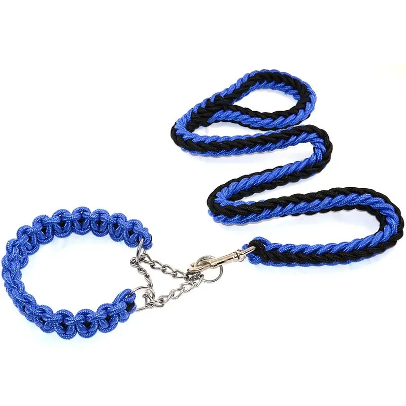 Large Breed Dog Super Strong Heavy duty Dog Collar and lead Leash set - Blue