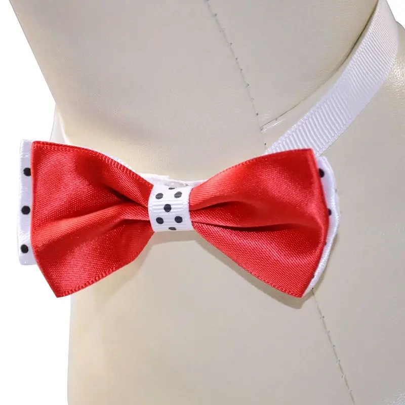 2 x Pet Dog Cat adjustable Necktie Wedding Party Christmas Handmade Red Bowtie