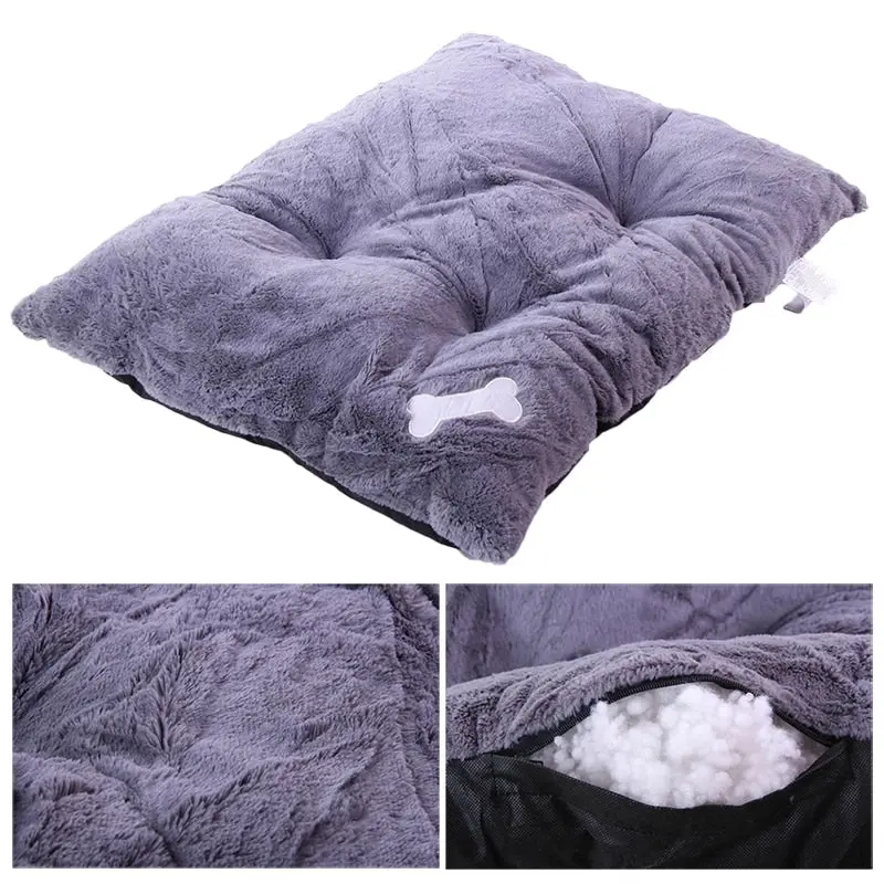 Super Soft Dog Bed Mat Cushion Tufted Fleece Dog Floor Mat Pad 80x65cm Blue