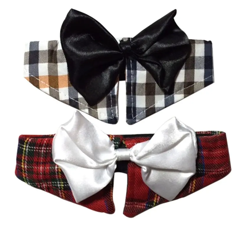 2 x Dog Pet Wedding Party Bow Tie Neck tie Collar Black and White