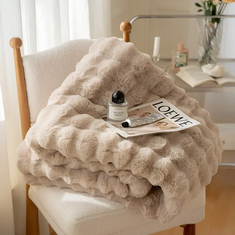 Super Soft Large Faux Fur Winter Blanket Throw Rug 200x230cm Mocha