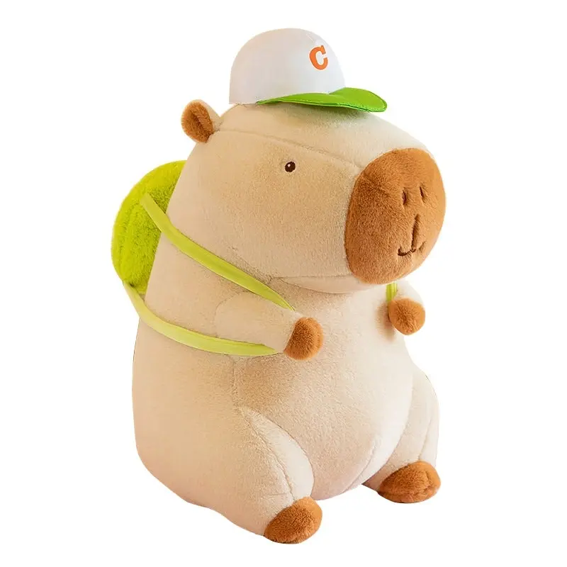 Super Cute Soft Fleece Capybara Plush Toy Baseball Backpack 48cm or 68cm Beige