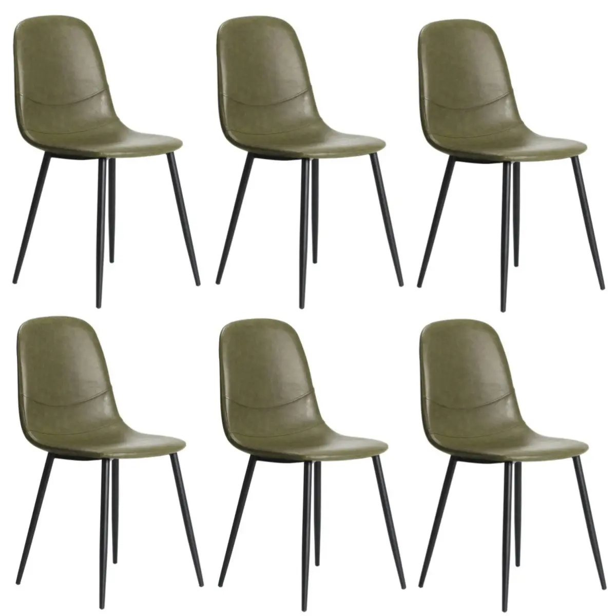 Oikiture 6x Dining Chairs Kitchen Accent Chair Lounge Room PU Leather Green