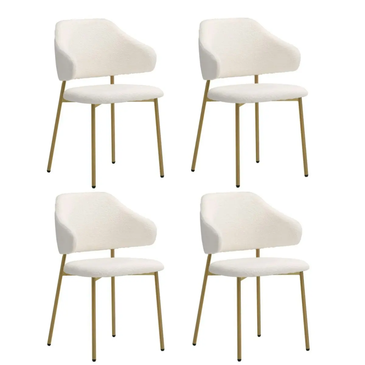 Oikiture 4x Dining Chair Accent Chairs Armchair Tub Armchairs Sherpa Gold&White