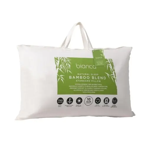 Bianca Bedding Natural Sleep White Bamboo Blend Medium Profile Pillow 750g