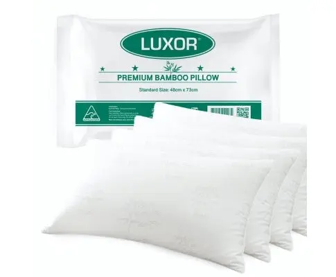 Luxor Australian Made Bamboo Cooling Pillow Standard Size Four Pack