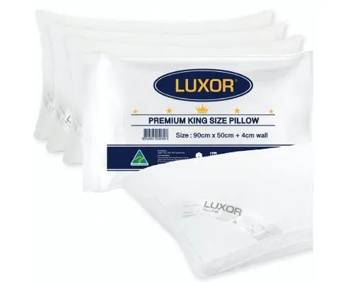 Luxor Australian Made Hotel King Size Pillow with 4cm Wall Four Pack - 50cm x 90cm