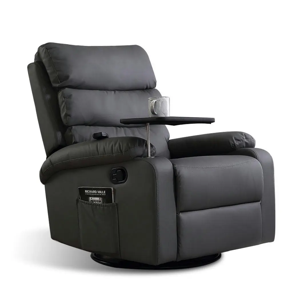 Massage Chair Recliner Chairs Heated Lounge Sofa Armchair 360 Swivel Grey