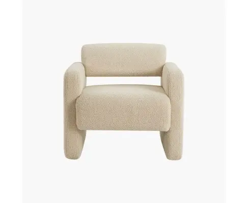 Lilah Modern Boucle Fabric Armchair - Light Sand