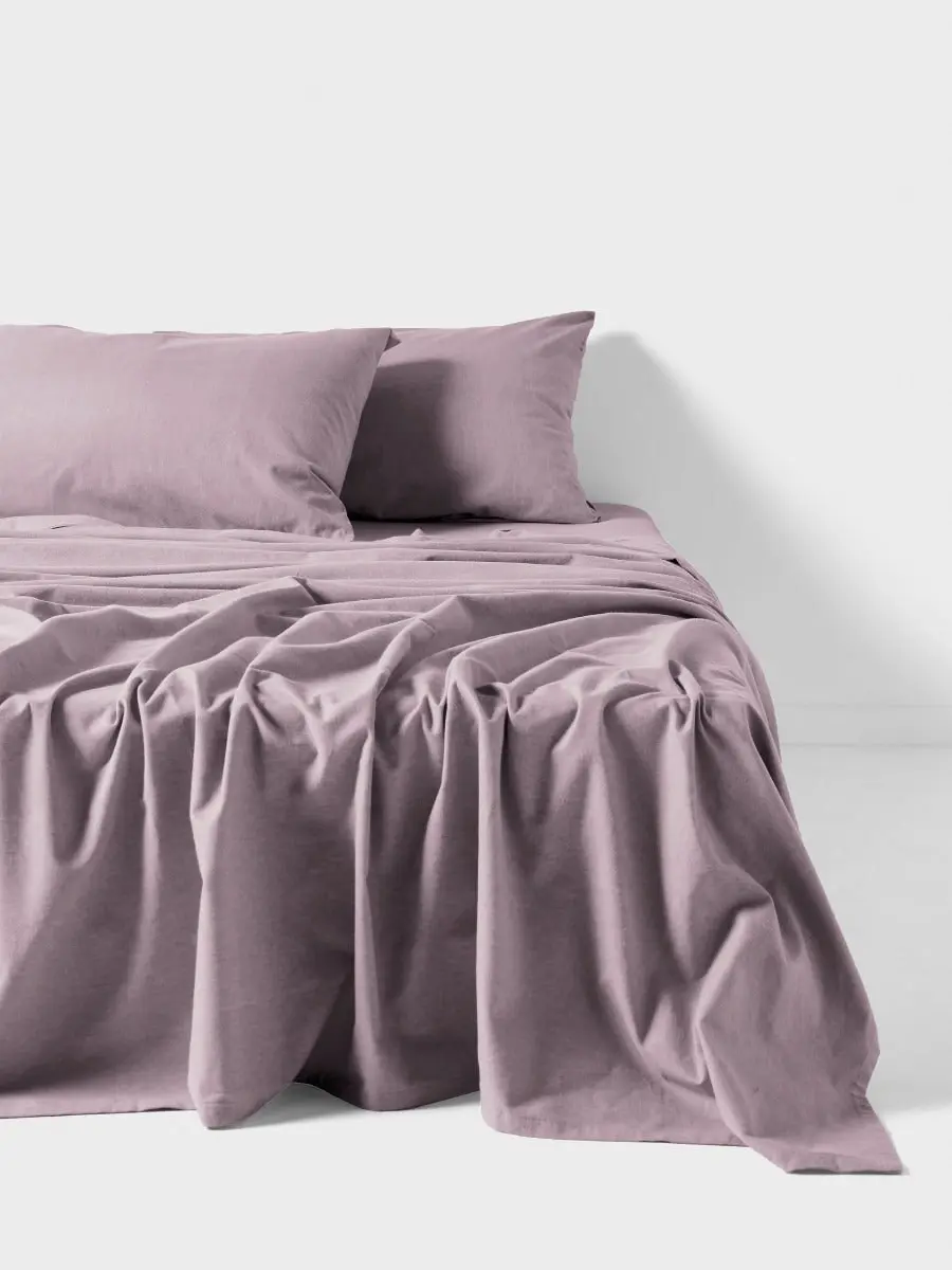 Linen House Plain Dyed Flannelette Sheet Set   Lavender