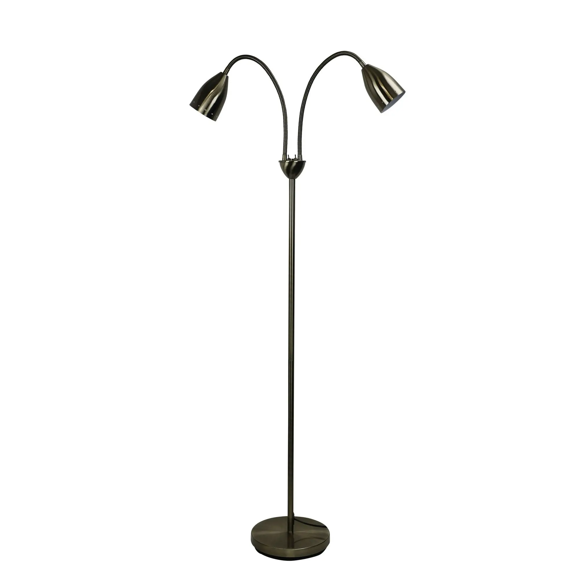 STAN Twin Flexible Neck Lamp Antique Brass