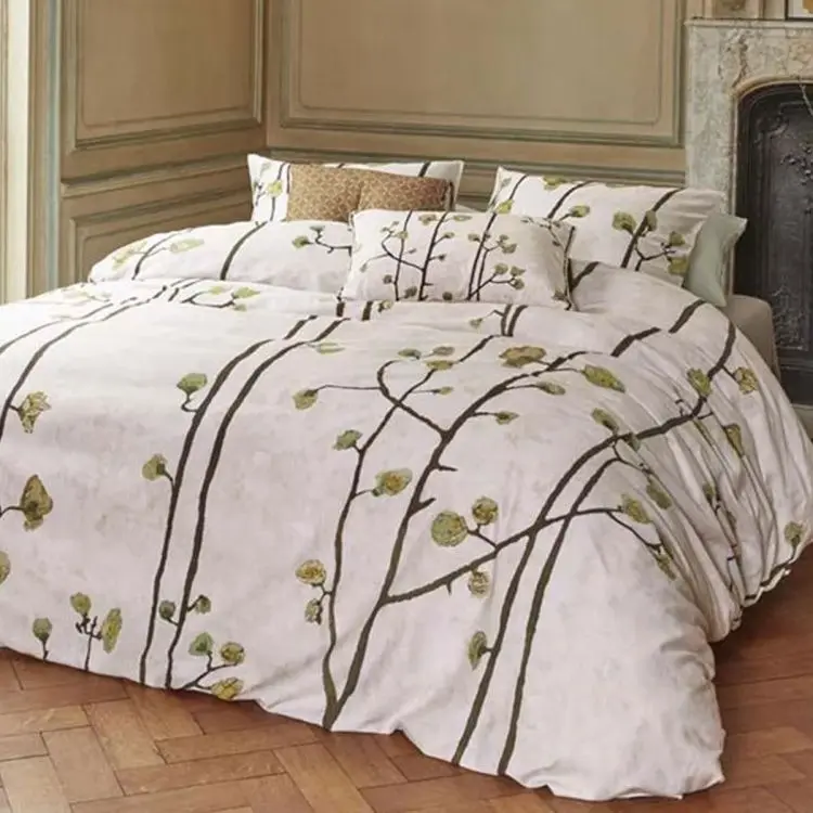 Bedding House Van Gogh Plum Blossoms Sand Cotton Sateen Quilt Cover Set