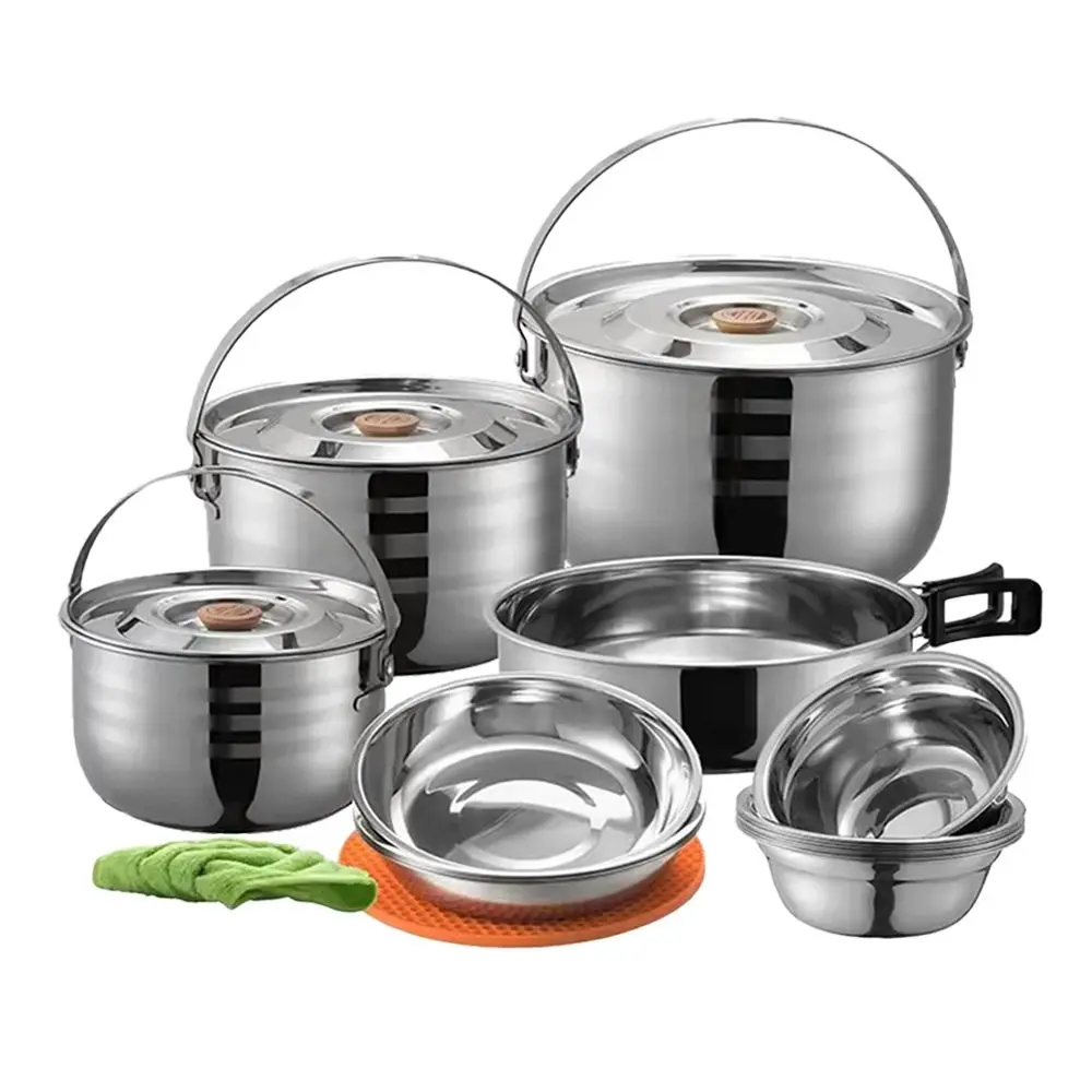 Campingmoon 16 PCS Camping Cookware Set Outdoor Hiking Cooking Pan Pot Picnic