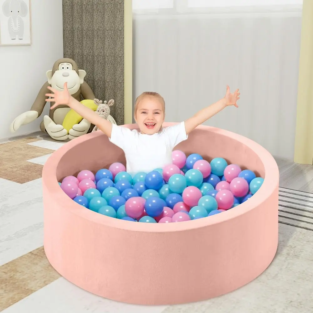 Playpals Foam Ball Pit Soft Round Ball Pool Playpen Fence with 200 Balls Pink