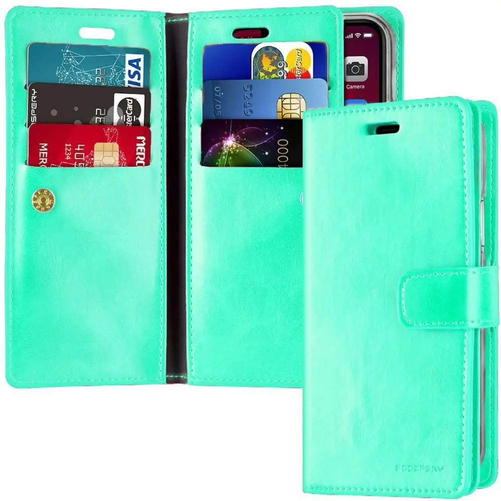 Mansoor Diary Case With Card Slot For iPhone 12 Pro Max 6.7" - Mint