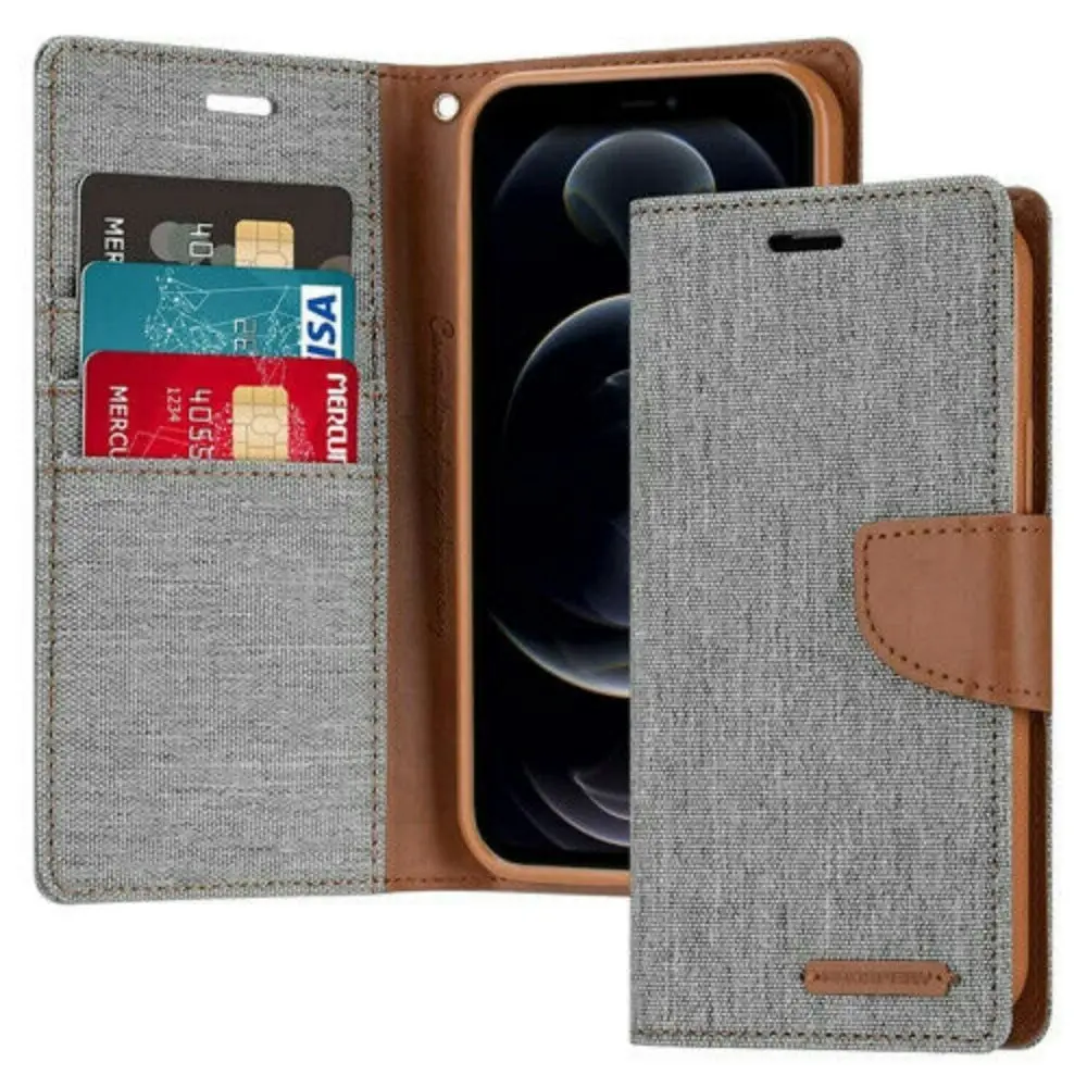 Goospery Canvas Book Case for IPhone 13 Pro Max 6.7" - Grey