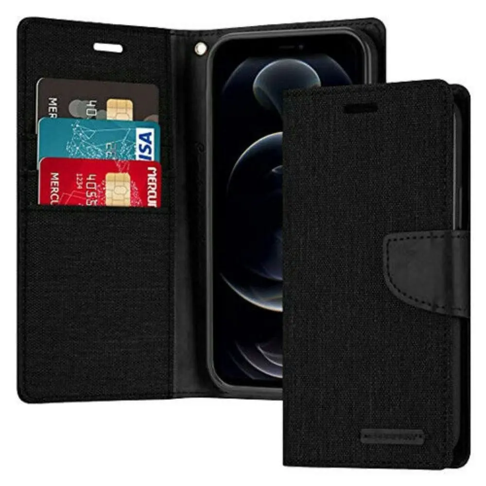 Goospery Canvas Book Case for iPhone 13 Pro Max 6.7" - Black