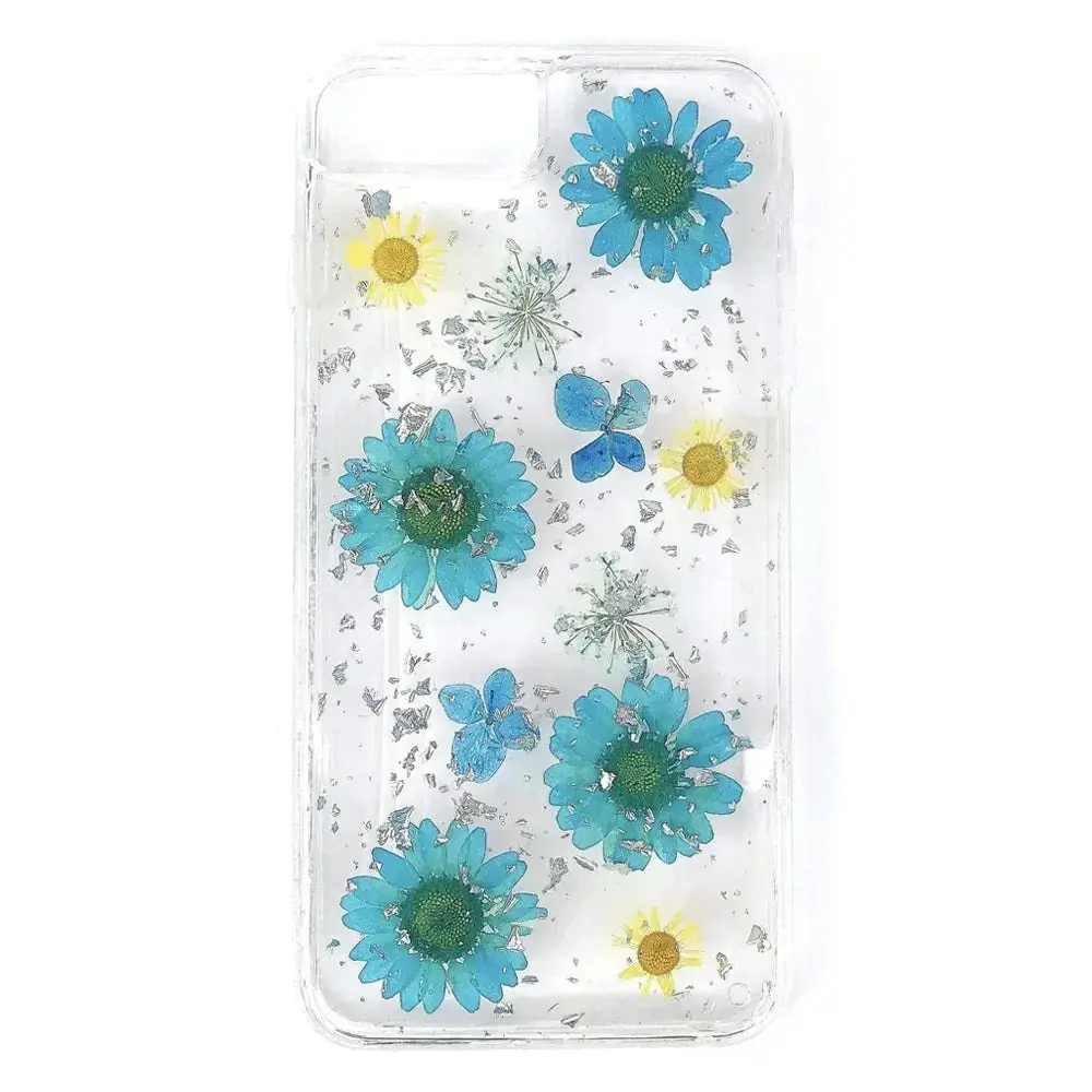 King Link Real Flower Crystal Hard Case For iPhone 6/7/8/SE2 4.8" - Blue