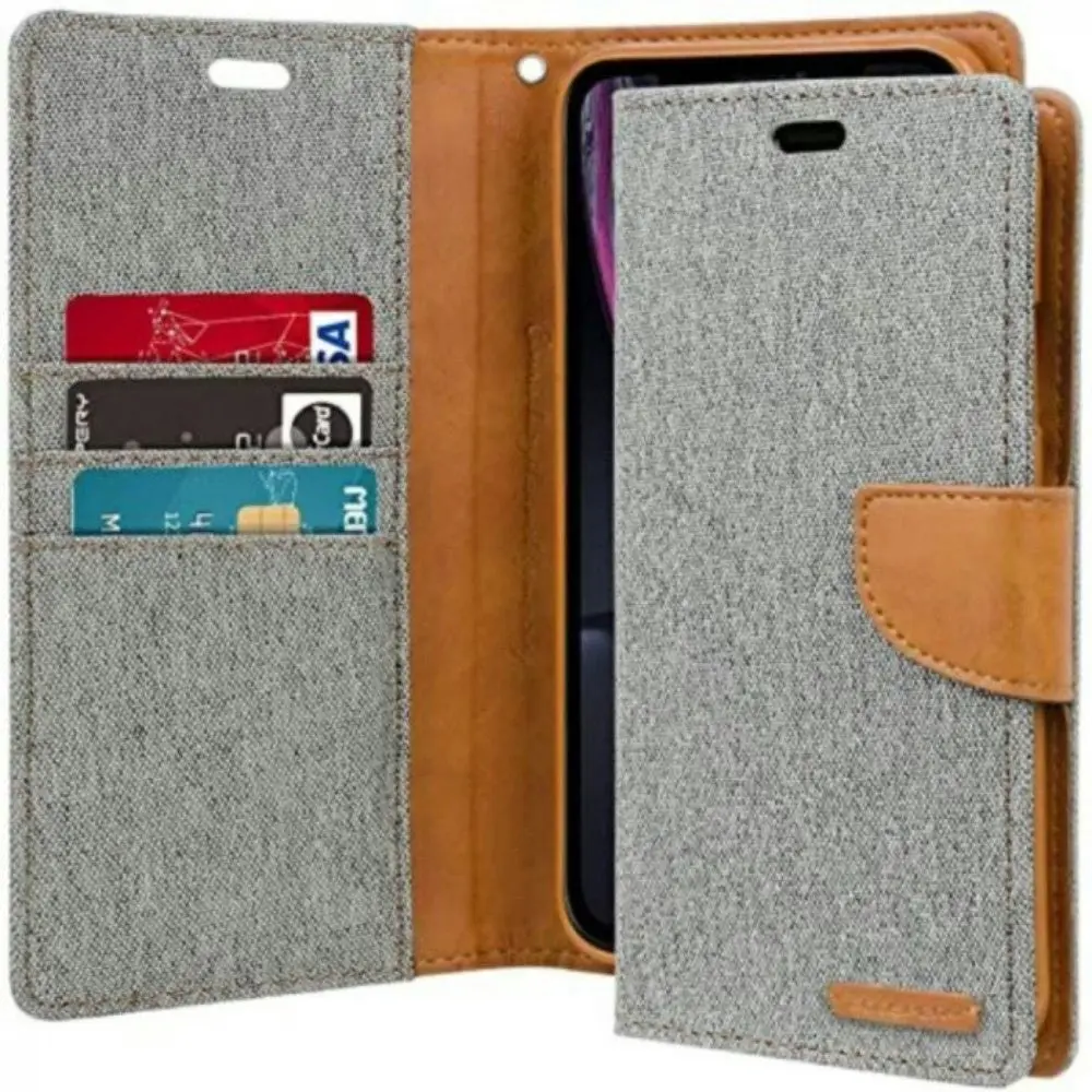 Goospery Canvas Book Case For iPhone Xs Max - Grey