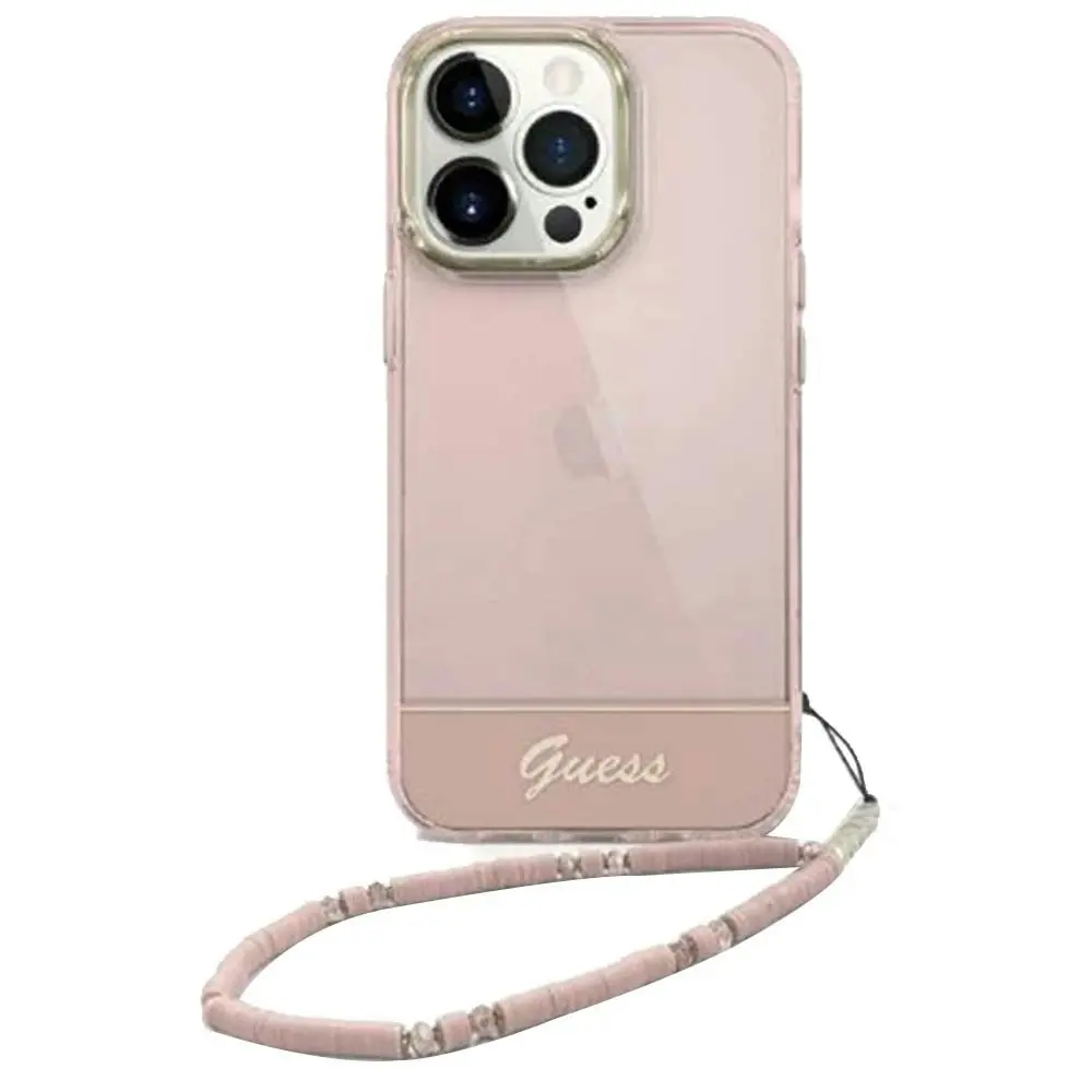 Guess Double Layer Case with Strap For iPhone 14 Pro Max 6.7" - Pink