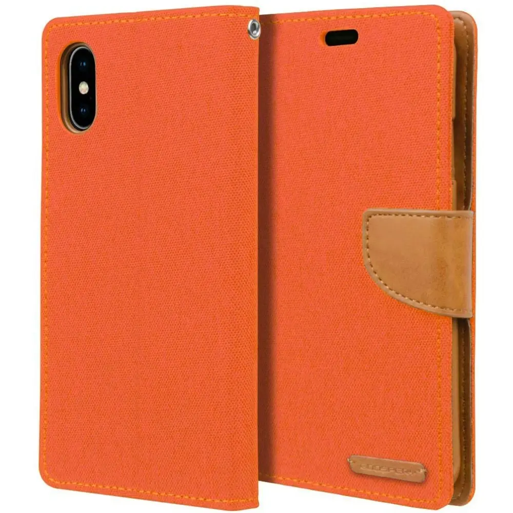 Goospery Canvas Book Case For iPhone X / XS 5.8" - Orange