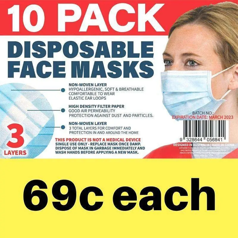 Disposable Adult Face Masks - Light Blue