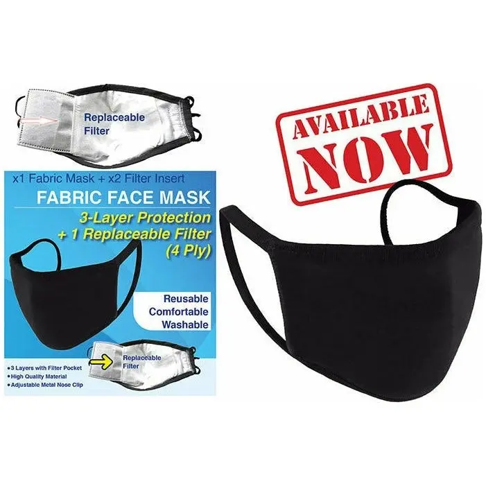 Fabric Face Mask with Filter Insert - Black