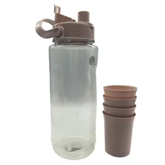 Water Bottle and 4 Cup Set Pink or Grey Colours