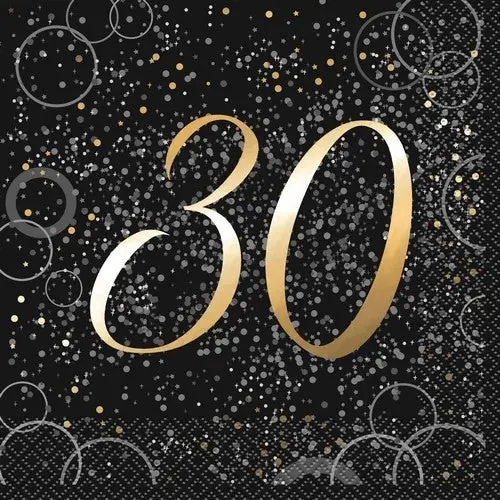 Glitz Gold 30th Foil Stamped Luncheon Napkins