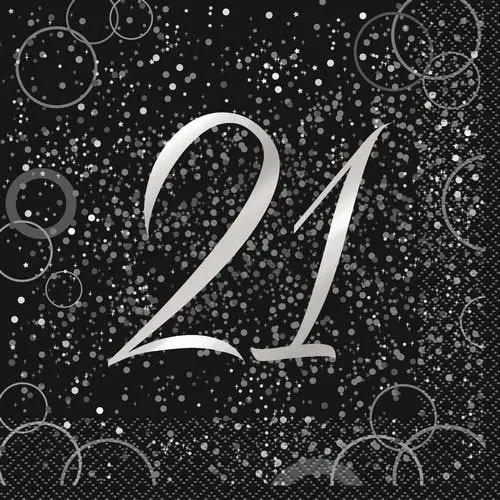 Glitz Silver 21st - Napkins